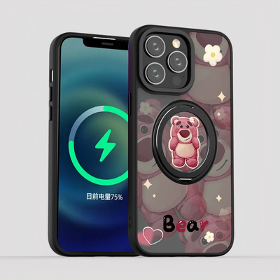 草莓熊旋转支架磁吸苹果手机壳