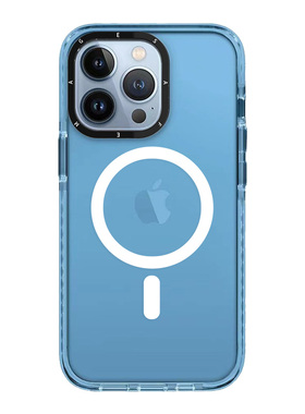 奔斯特 magsafe磁吸手机壳荧光蓝色ins风半透软壳适用苹果14 13 12 11新款iphone pro max plus女款网红潮牌