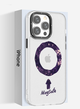 适用于苹果16e磨砂手机壳magsafe15plus花朵13小众11max防摔14pro高级氛围感紫色12简约保护套17air磁吸ins风