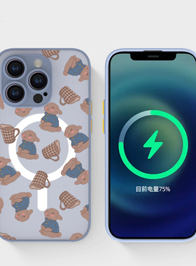 奔斯特iPhone16pro肤感磁吸14magsafe手机壳适用13mini创意款磨砂se2灰色15plus苹果11卡通12max可爱兔子