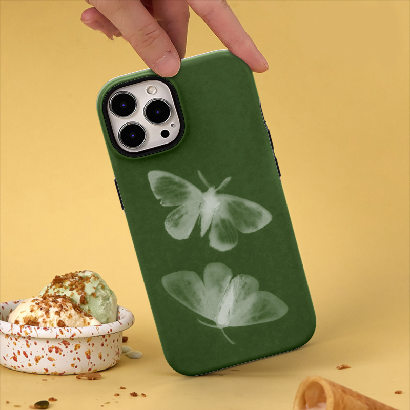 蝴蝶双层磁吸手机壳高级感绿色