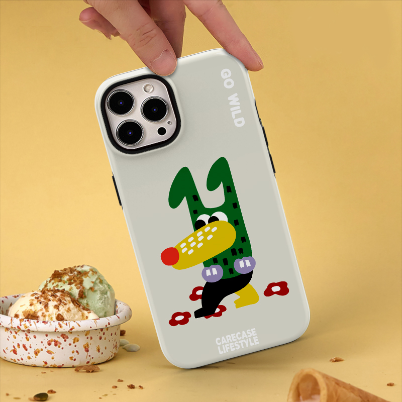 搞怪小灰狼磁吸手机壳双层硬壳