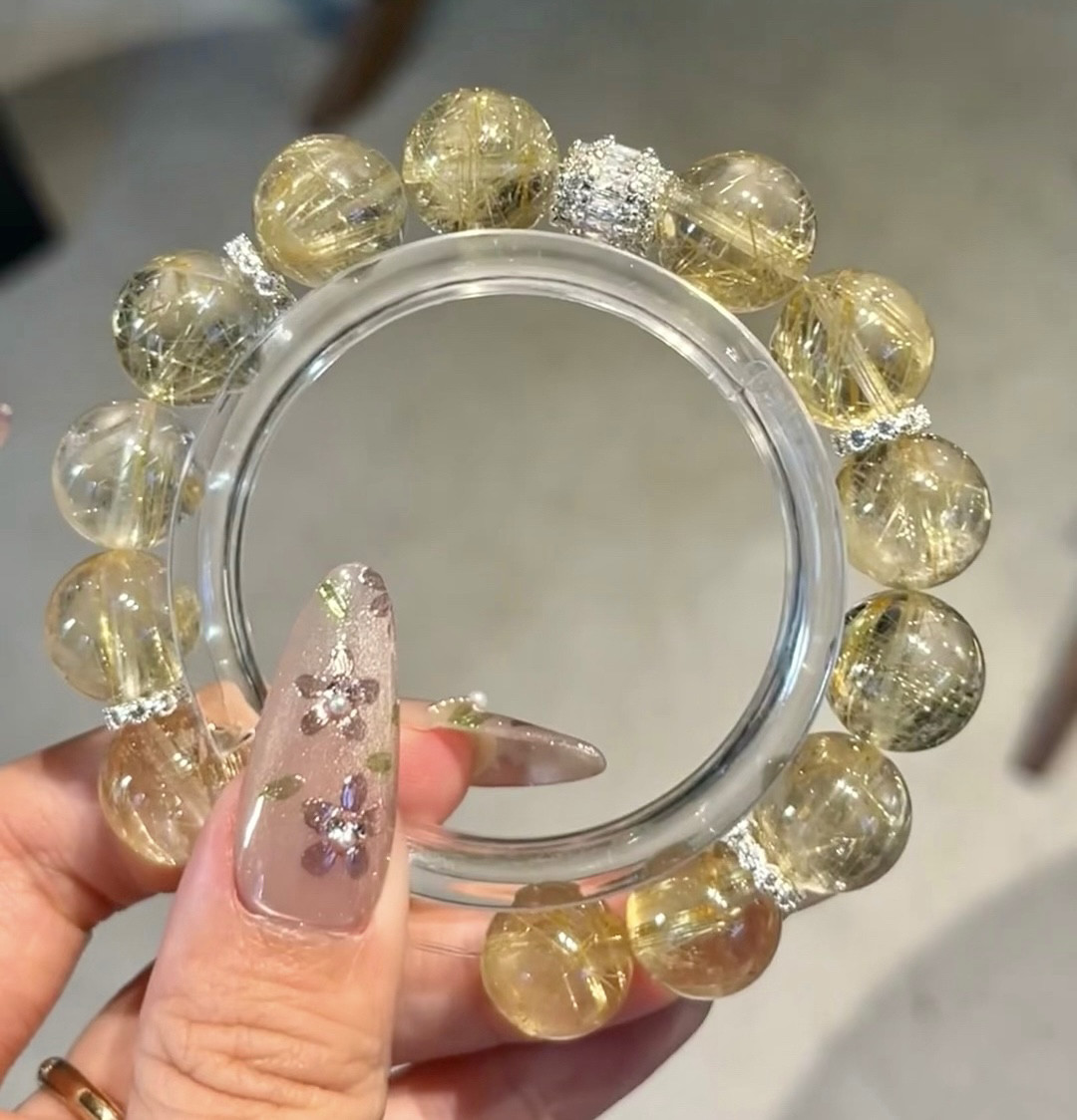 天然金发晶水晶手链招财转运手串黄水晶手串女款单圈手串礼物