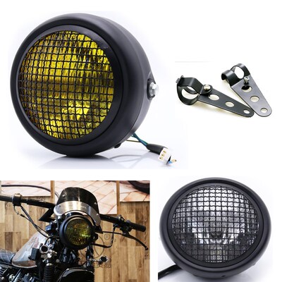 Motorcycle Lampshade Headlight DC 12V Moto Retro Black Headl