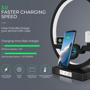 Desk Lamp Wireless Charger 30W Fast Charging Station w/ Nig
