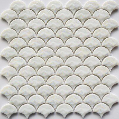 Mediterranean style fish scale fan-shaped hot-melt glass mos