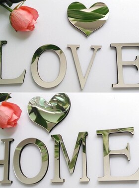 Silver 26 Letters DIY 3D Mirror Acrylic Wall Sticker Decals