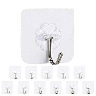 12pcs/ Set Transparent Hook Strong Seamless ers Wall Hook Ki