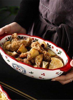 KINGLANG Cherry rectangular baking dish oven home ceramics b