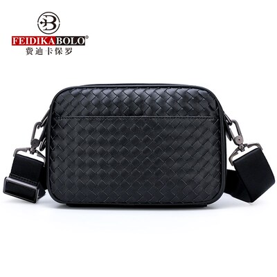 FEIDIKABOLO Woven Man Small Shoulder Bag Microfiber Leather