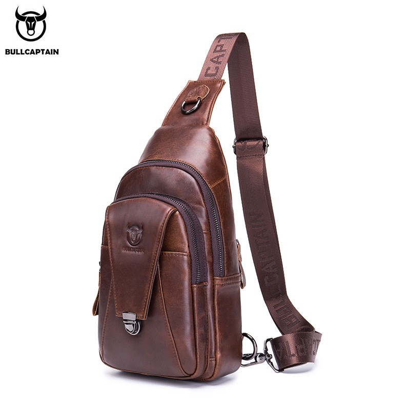 BULLCAPTAIN Genuine Leather Chest Back Pack chest bag men f