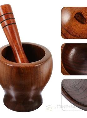 1 Set Wooden Garlic Mortar and Pestle Garlic Grinders Kitche