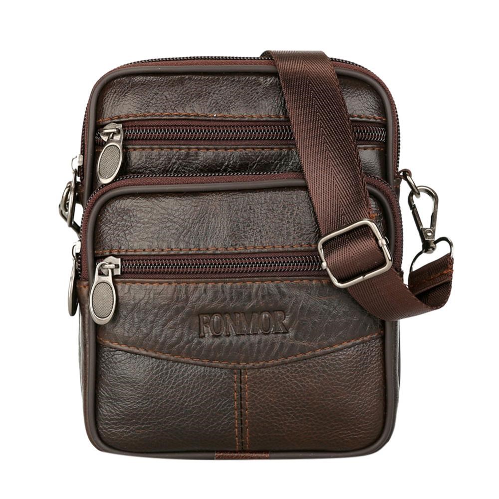 Fashion Men's Leather Small Messenger Bag Male Satchels Mul