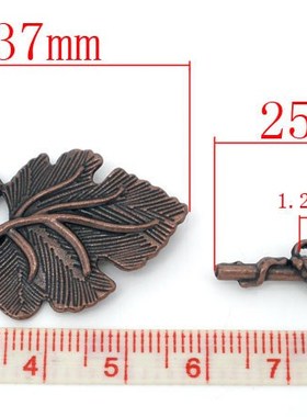 Zinc metal alloy Toggle Clasps Leaf Antique Copper Leaf Patt