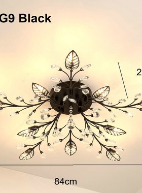 Modern Flush Mount Home Gold Black LED K9 Crystal Ceiling Ch