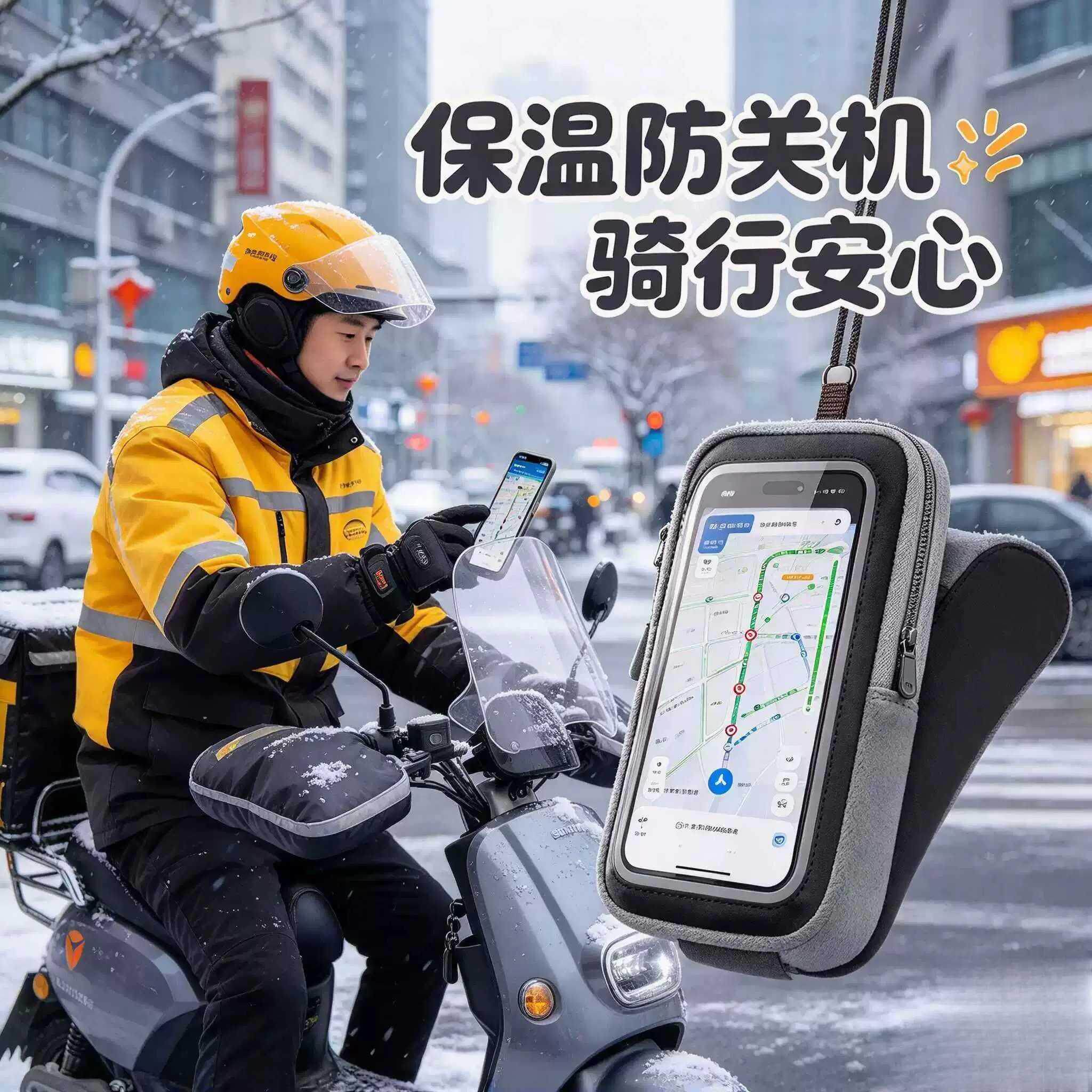手机加热保暖防冻套冬天防关机保温包外卖东北旅游雪地专用防寒神