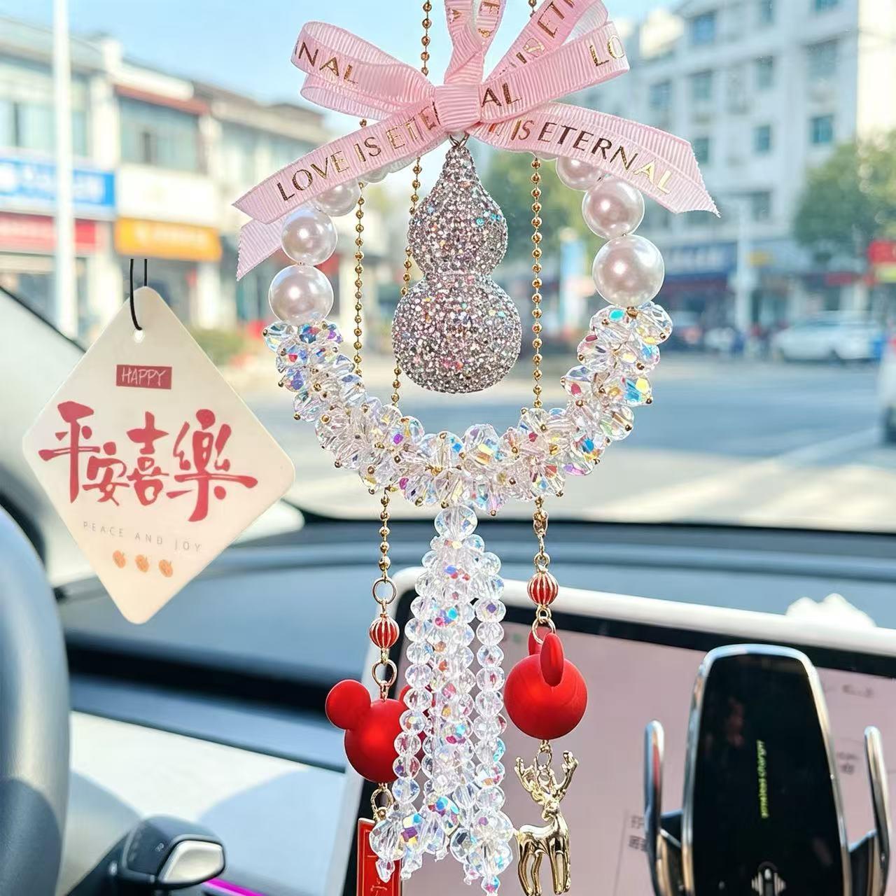水晶镶钻葫芦新款汽车挂件女神高级感车内后视镜挂饰女神高级感