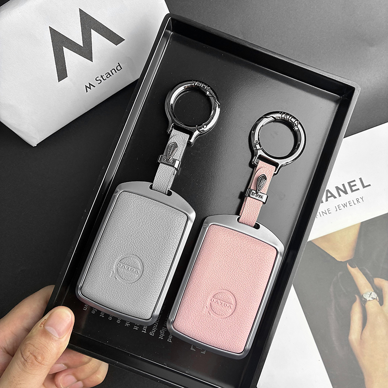 适用于沃尔沃钥匙套XC60汽车S90高端XC40壳XC90全包真皮扣男女式