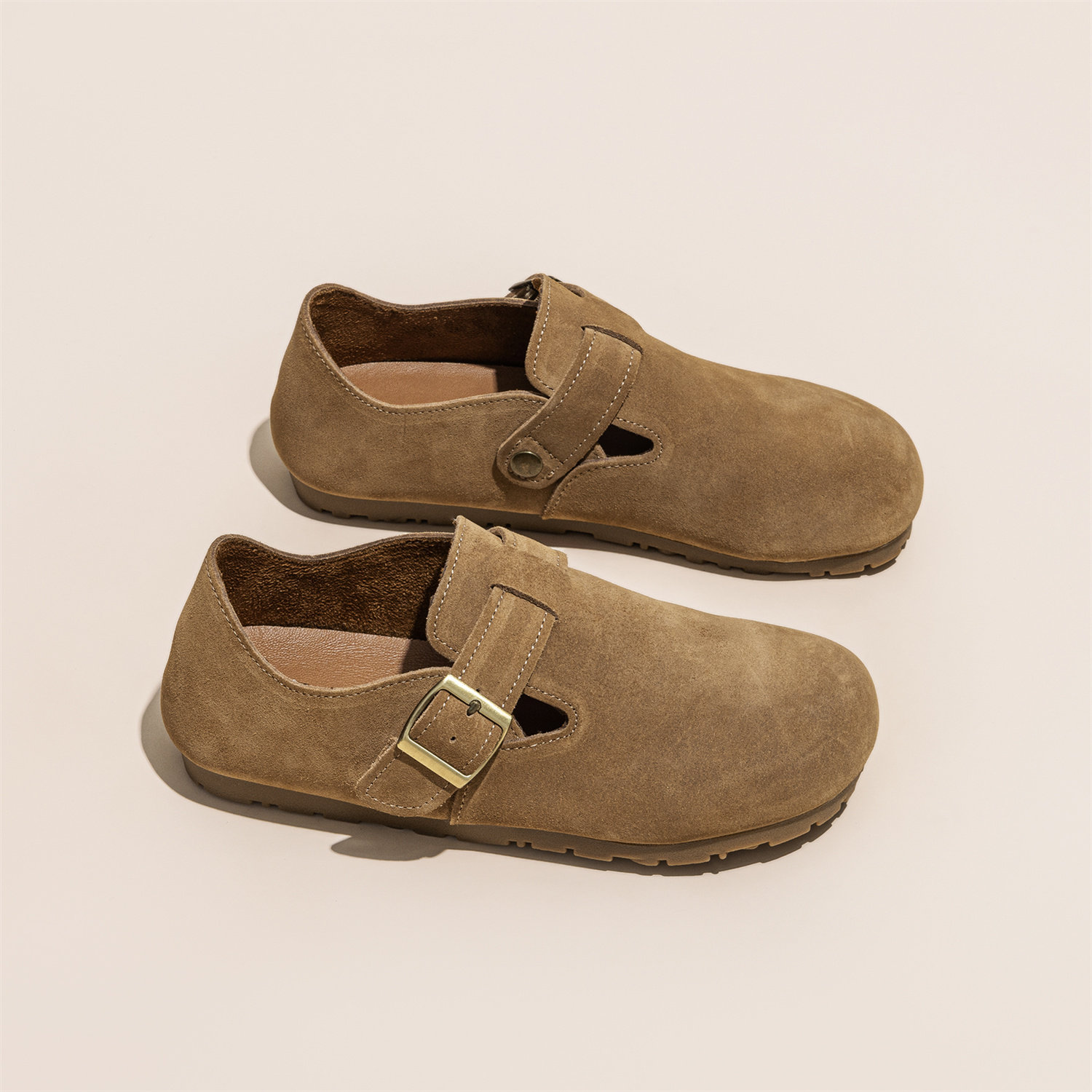 商场撤柜女款勃肯鞋春秋季韩版百搭真皮新款厚底增高休闲运动单鞋