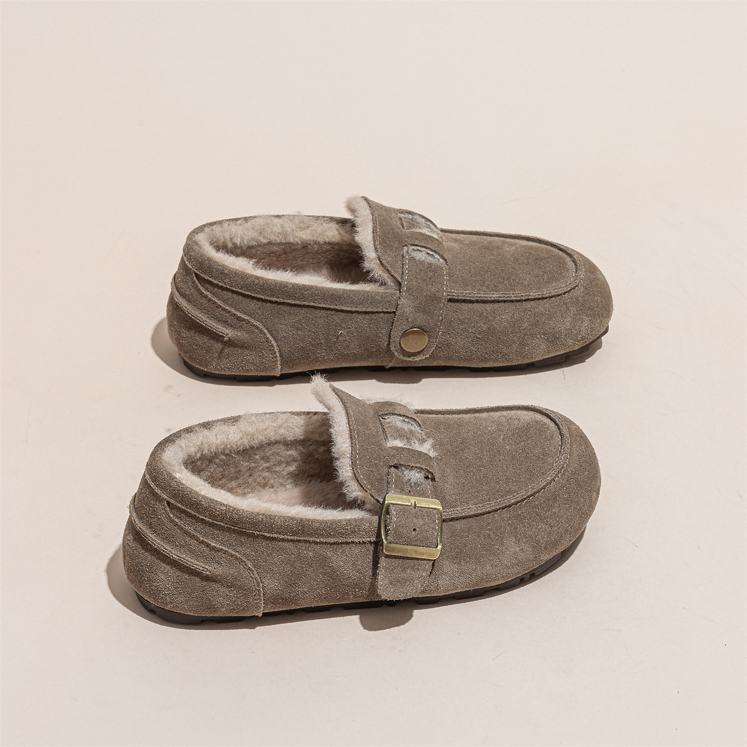 软底软面博肯鞋防滑平跟女款棉鞋