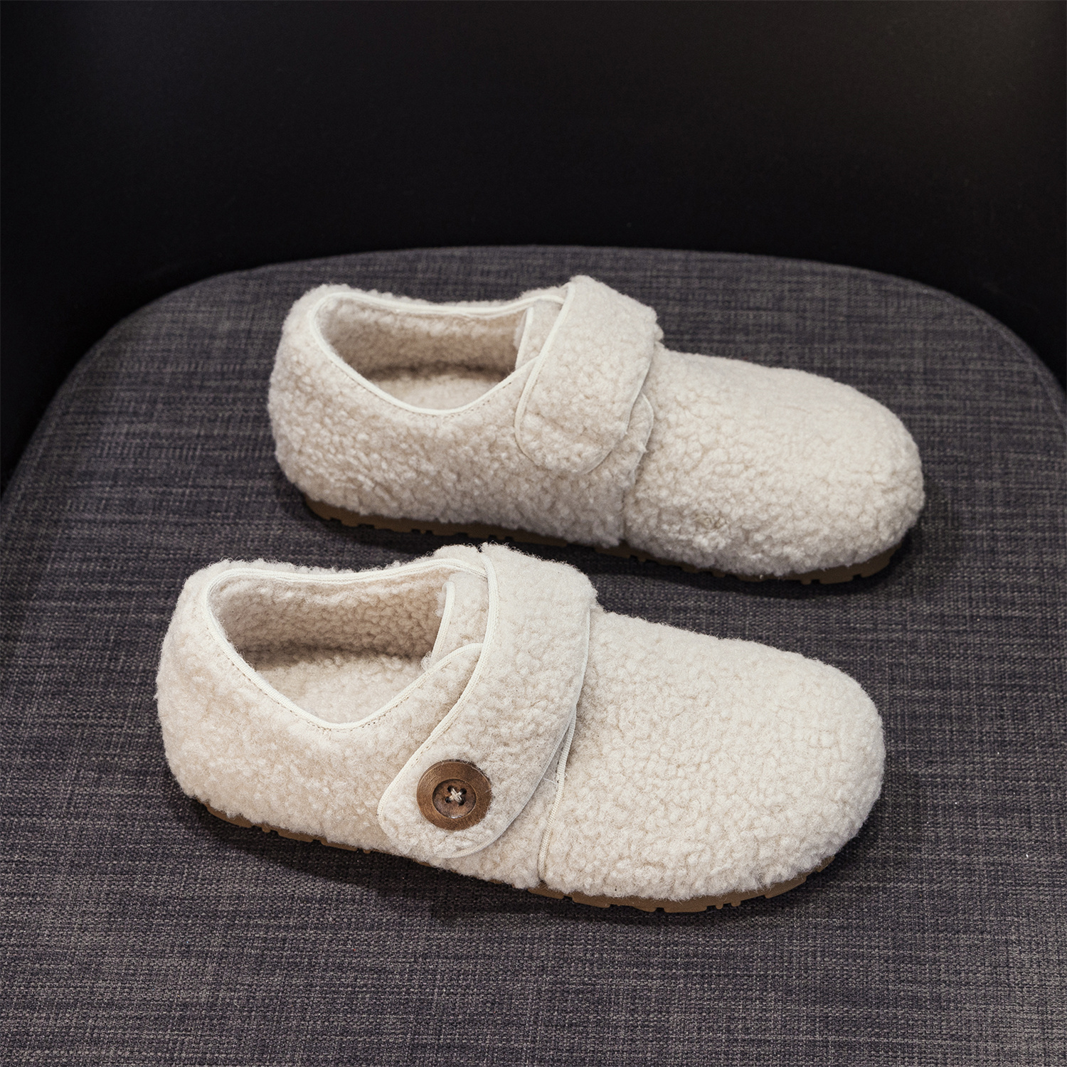 加绒豹纹百搭休闲魔术贴棉鞋女款