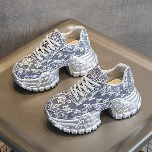 厚底水钻老爹鞋女款小个子运动鞋