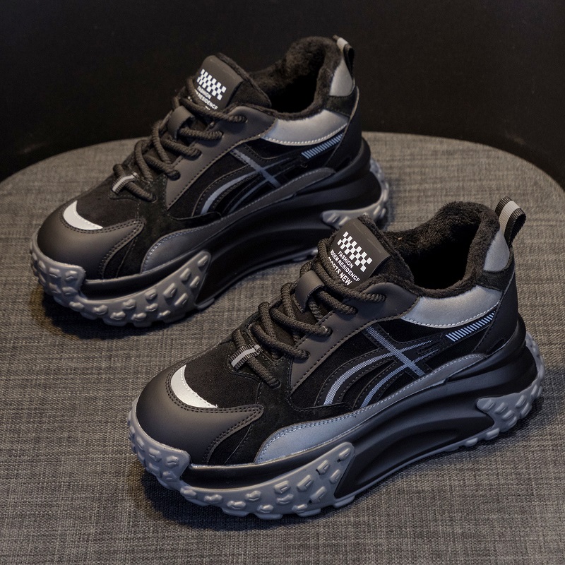 秋冬厚底真皮小白鞋女学生老爹鞋