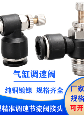 注塑机机械手气动气管接头气缸调速阀SL8-02SL4-M5黑色可调节流阀