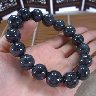 缅甸A货翡翠乌鸡种13mm手串冰种玉石珠子手链男女款 玉器手链手串