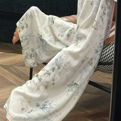 蝴蝶棉绸裤子遛弯裤夏日凉凉裤防蚊裤女成人夏季薄款空调裤舒适