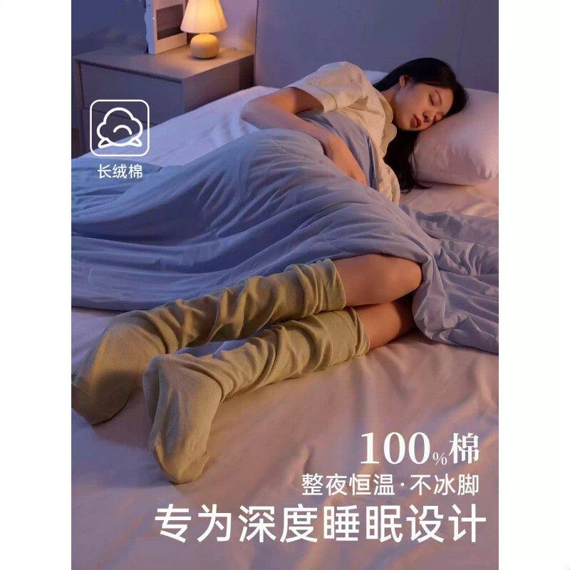 睡眠袜全棉秋款睡觉穿的袜子女产妇空调保暖孕妇睡觉松口小腿袜子