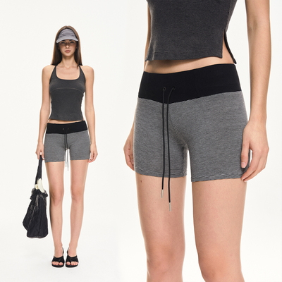 KVKVKVKV运动瑜伽慢跑肤感条纹撞色短裤