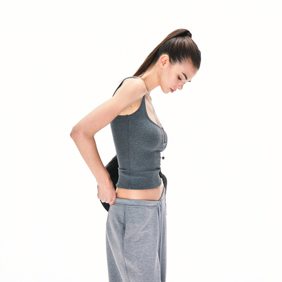 KVKV亲肤肌理感U领吊带 美式性感辣妹运动修身显瘦打底无袖上衣女