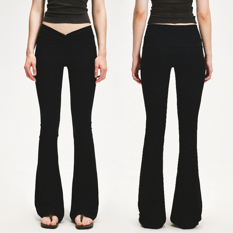 KVKV肤感V型褶皱微喇瑜伽裤