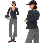 连帽运动外套长袖 KVKV 藏蓝色雪花肌理感假两件开衫