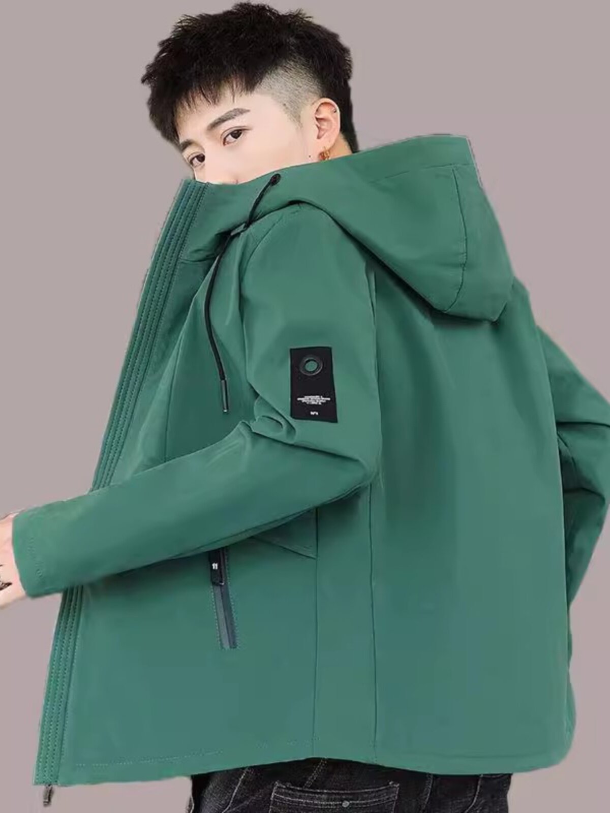 남성 자켓 가을 겨울 새 스타일 벨벳 두꺼운 탑 한국식 트렌디 한 남성용 중간 길이 윈드 브레이커 캐주얼 자켓