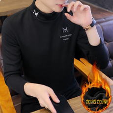 Меховая одежда 半高领卫衣男秋冬男士韩版潮流时尚薄/厚可选长袖t恤修身打底衫男