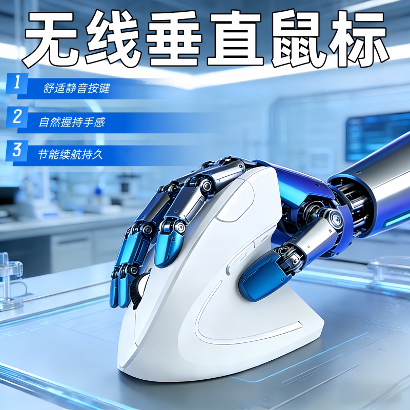 人体工学无线蓝牙鼠标垂直立式笔记本电脑女生办公专用静音充电款