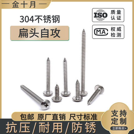304不锈钢十字大扁头自攻螺丝钉蘑菇圆头/伞头尖尾木螺钉M3M4M5M6