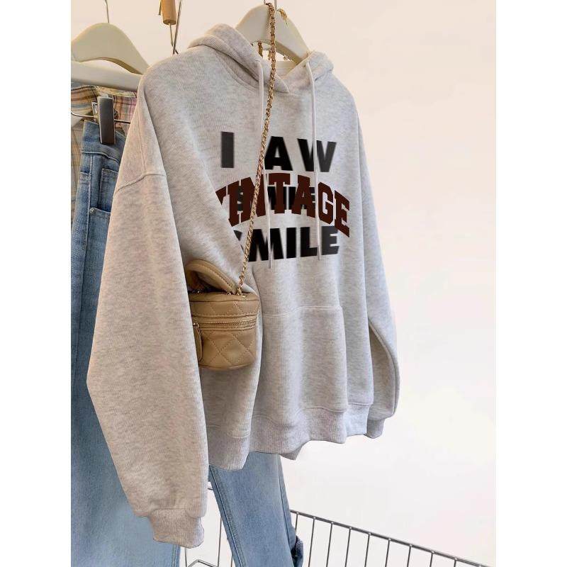 韩系chic女童卫衣春秋冬2024新款儿童洋气小众女大童加绒连帽外套