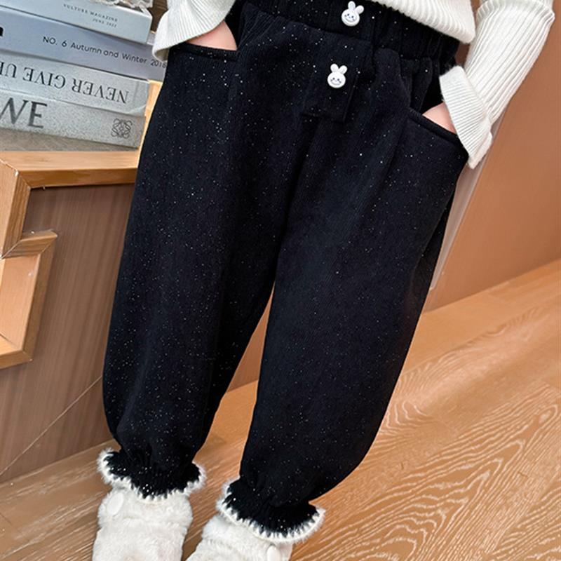 女孩的天鹅绒裤子秋冬2025新的儿童服装时尚的婴儿冬季服装休闲女