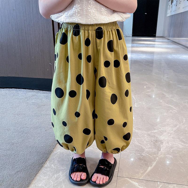 女童灯笼裤春夏2026新款女宝防蚊裤夏季洋气纯棉休闲儿童波点裤子