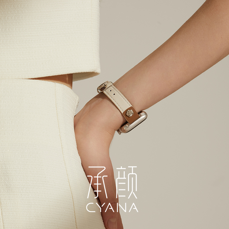 承颜高奢真皮山茶花iWatch表带
