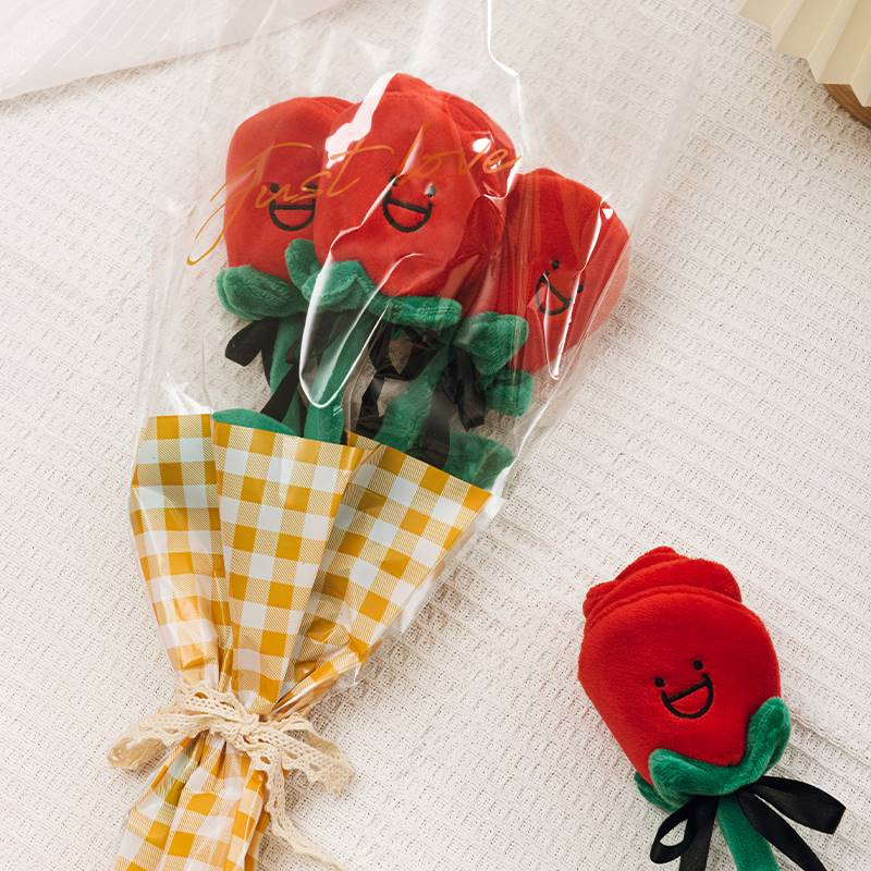 小蓝和他的朋友毛绒玫瑰花七夕节情人节送男女朋友可爱花朵礼物