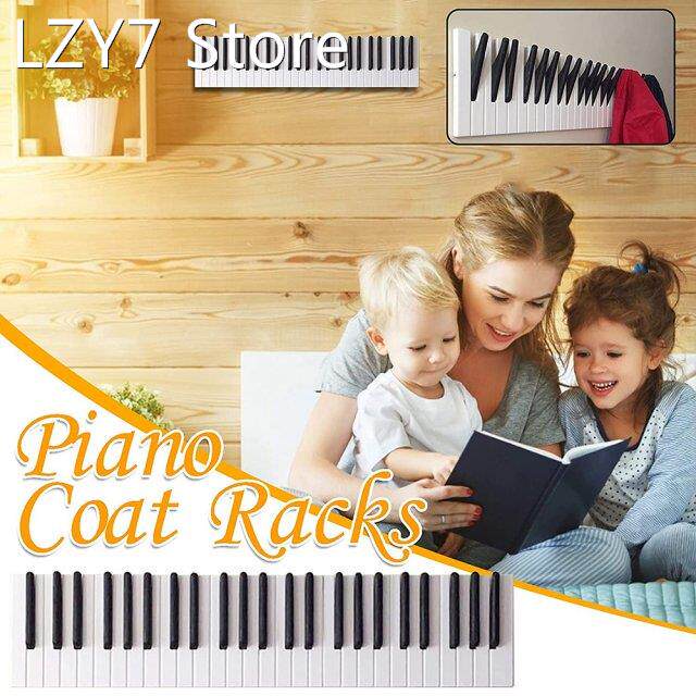 Wooden Coat Rack Piano Keys Wall Decoration Mounted Coat Hoo