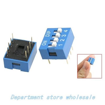 10 Pcs 2 Row 8 Pin 4P Positions 2.54mm Pitch DIP Switch Blue