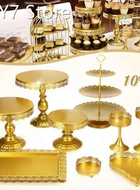 10Pcs Gold Metal Cupcake Cake Holder Dessert Stand Set Weddi