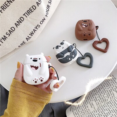 Cartoon funny bears headset pouch for airpods case wireless