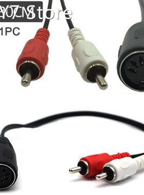 Newest 5 Pins DIN Female To 2 RCA Male Plug AMP Audio Adapte