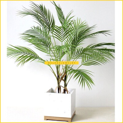 Artificial leaves palm trees ropical Plastic Plants Fake Gre